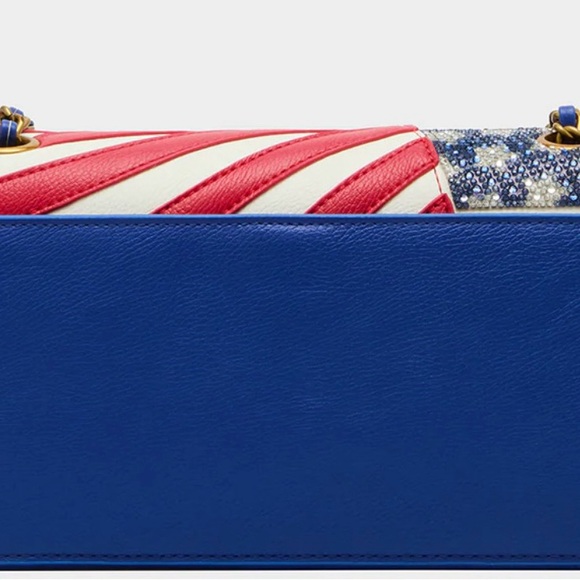 BETSY JOHNSON Freedom Crossbody Rhinestone Patriotic Red White Blue Bag USA FLAG - Picture 12 of 13